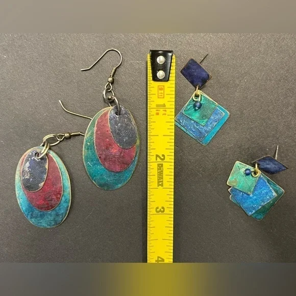 2 Pairs of Earrings- Vintage 90’s, Multicolor Metals - Picture 3 of 4